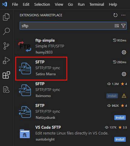 VScode 확장 프로그램 SFTP 설치