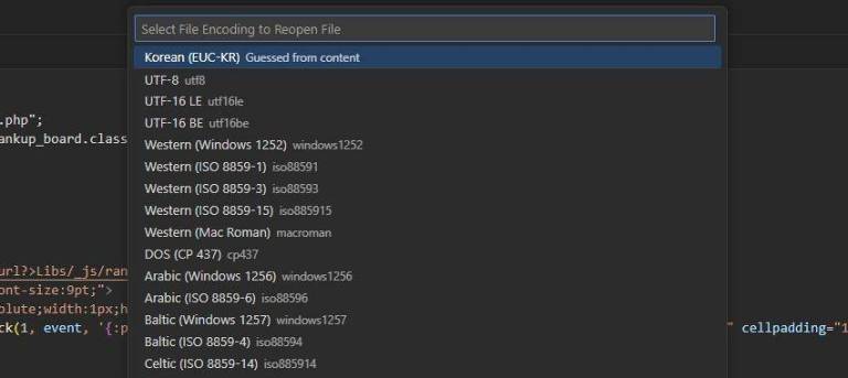 Vcode Korean (EUC-KR) 선택