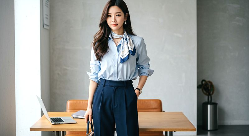 여성 출근룩 셔츠 코디